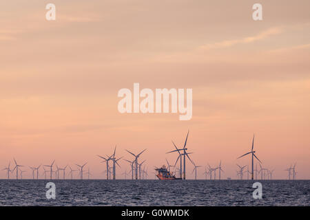 Walney Offshore Wind Farm off the Cumbrian Coast in the UK Stock Photo
