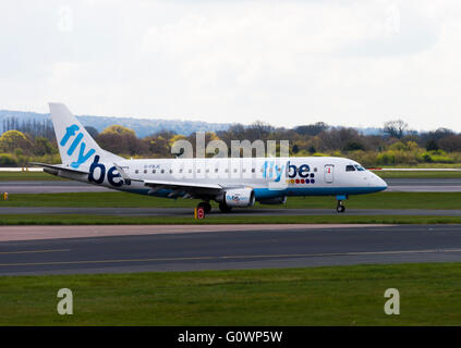 Flybe Airline Embraer 175-ST Airliner G-FBJE Taxiing at Manchester International Airport England United Kingdom UK Stock Photo