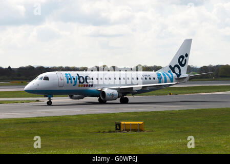 Flybe Airline Embraer 175-ST Airliner G-FBJH Taxiing at Manchester International Airport England United Kingdom UK Stock Photo