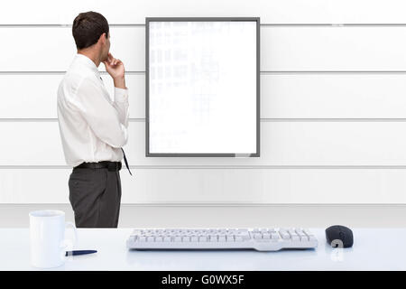 Composite image of thoughtful classy businessman looking away Stock Photo