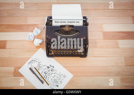 New career. chapter one against typewriter and paper on table in office Stock Photo