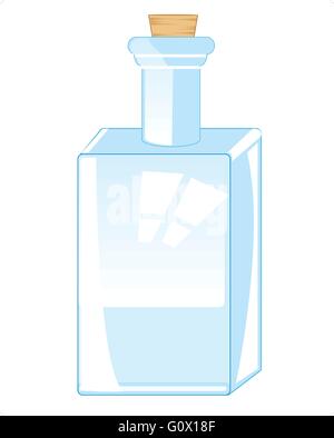 Square bottle from flow on white background is insulated Stock Vector