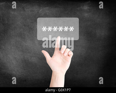 Finger tapping on an icon to symbolize Password Stock Photo