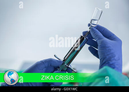 Digital composite of Zika news flash with medical imagery Stock Photo