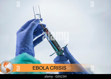 Digital composite of Ebola news flash with medical imagery Stock Photo
