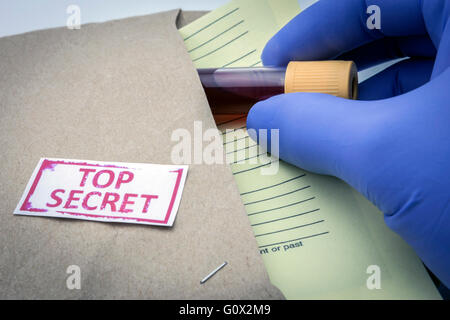 Test for Research of blood, top secret Stock Photo