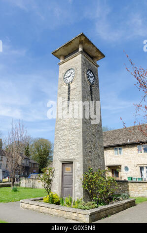 Nailsworth War Memorial Clock Tower in the centre of the Cotswold town Stock Photo