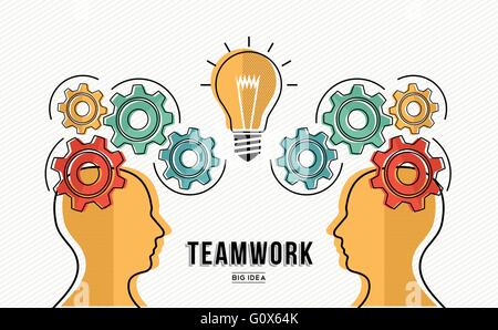 Teamwork business concept design of creative idea process, team skills and group project development. EPS10 vector. Stock Vector