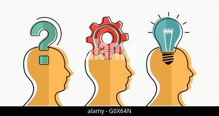 Business concept design, development stages of creative ideas as teamwork. Modern illustration in flat line art style. EPS10 Stock Vector