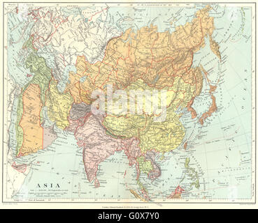 ASIA: Russia China British India Oman Arabia Persia Siam. STANFORD, 1906 map