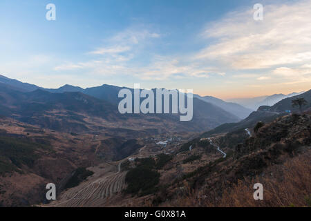 Panorama view of the twilight on the mountain in Sichuan Province, China Stock Photo