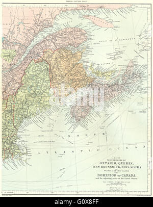 CANADA EAST: Quebec New Brunswick NS Prince Edward Is. STANFORD, 1906 old map Stock Photo