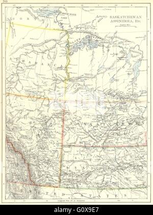 CANADA: Saskatchewan, Assiniboia, Athabasca, Alberta, 1897 antique map Stock Photo