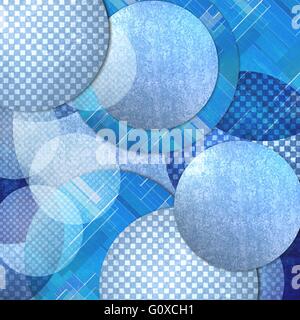 blue abstract background of various textured circle layers Stock Photo