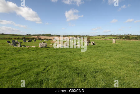 Ballynoe Stone Circle near Downpatrick in County Down. Stock Photo