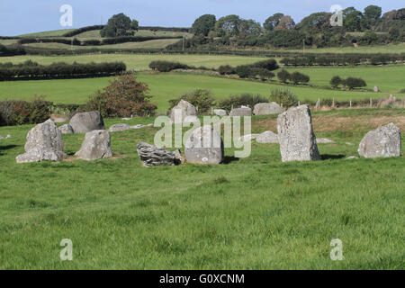 Ballynoe Stone Circle near Downpatrick in County Down. Stock Photo