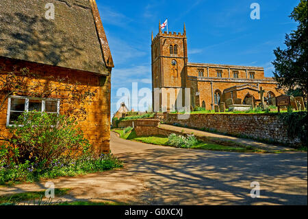 All Saints church in the Oxfordshire village of Wroxton is one of the Ironstone benefice of churches Stock Photo