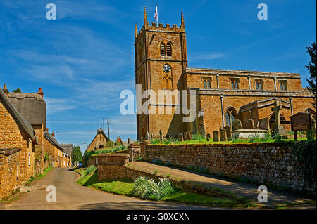 All Saints church in the Oxfordshire village of Wroxton is one of the Ironstone benefice of churches Stock Photo