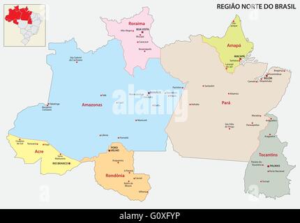 brazil north region map Stock Vector