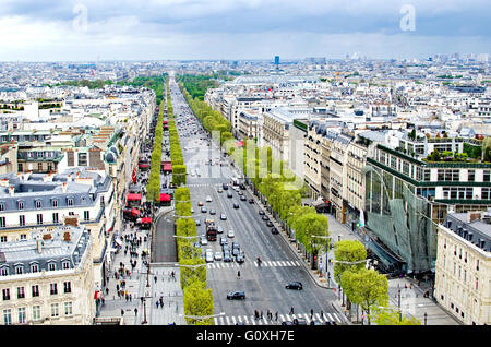 The Avenue des Champs-Élysées - Aerial view Stock Photo