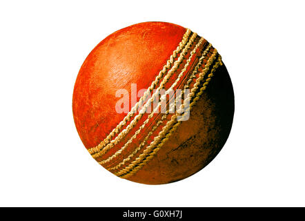 Cricket Ball Red leather old and used cricket ball Stock Photo