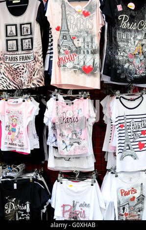 Paris France - Tourist Souvenir T-shirts Stock Photo