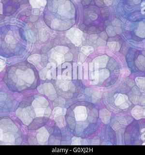 abstract stained glass textured purple and pink background, rings and circle shapes in random pattern Stock Photo