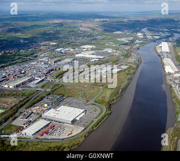 Metro Centre shopping centre, and river Tyne, Gateshead, Newcastle upon Tyne, North East England Stock Photo