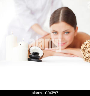 Beautiful young woman getting spa massage close up Stock Photo