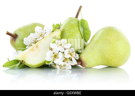 Pears pear green fruit fruits isolated on a white background Stock Photo