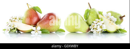 Set of pears pear fruit fruits isolated on a white background Stock Photo
