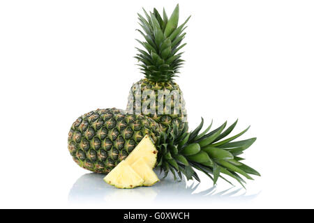 Pineapple pineapples fruit fruits slice isolated on a white background Stock Photo