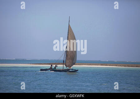 Arabic Wooden Dhow Sailing On The Indian Ocean Stock Photo