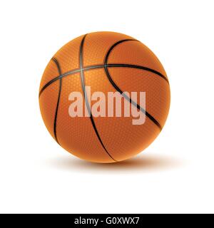 Realistic basketball ball isolated on white background. Vector illustration. Stock Vector