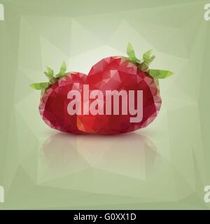 Triangle polygonal strawberry illustration. Stock Vector