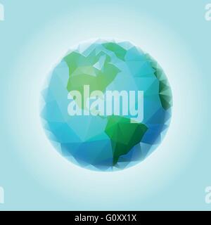 Vector polygonal world sphere. All elements are layered separately in vector file. Stock Vector