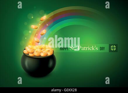 Vector St. Patrick's Day symbol. Pot of Gold. Elements are layered separately in vector file. Stock Vector