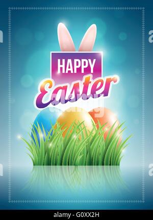 Vector Easter poster design template. Elements are layered separately in vector file. EPS10 file. Transparency shapes used. Stock Vector