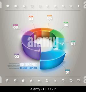 Vector 3d pie chart infographic design template. Elements are layered separately in vector file. Stock Vector