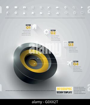 Vector 3d circle infographic design template. Elements are layered separately in vector file. Stock Vector