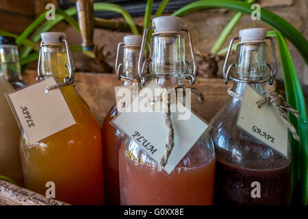 Homemade sweet pastries with fruit, jam and croissants for breakfast Stock Photo