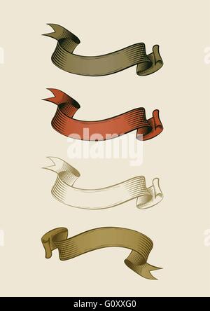 Vector illustration of hand drawn ribbon set. Stock Vector