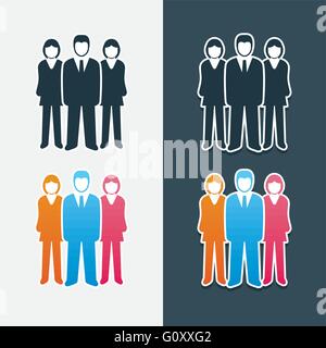 Vector isolated business people icon set. Team work concept. Stock Vector