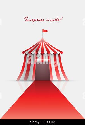 Circus tent and red carpet. Vector illustration. Stock Vector