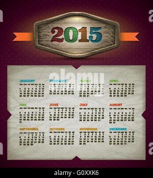 2015 calendar. Vector design template. Elements are layered separately. Stock Vector