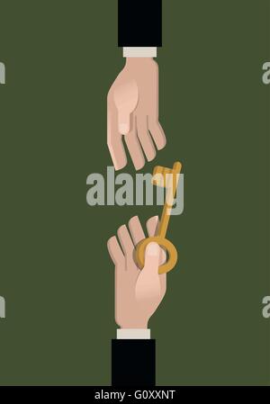 Vector of a real estate agent giving new house keys to a young couple ...