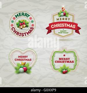 Vector modern Christmas and new year invitation design template. Elements are layered separately in vector file. Stock Vector