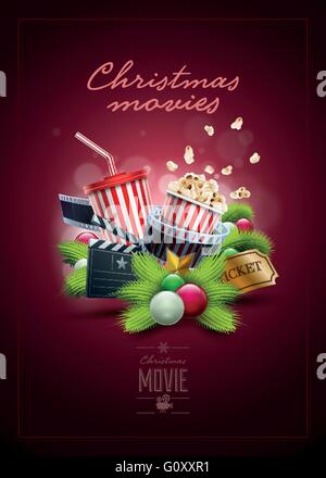Christmas movie concept design template. Elements are layered separately in vector file. Stock Vector