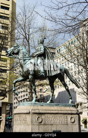 Brigadier General Count Casimir Pulaski statue, Freedom Plaza, Pennsylvania Avenue, Washington DC Stock Photo