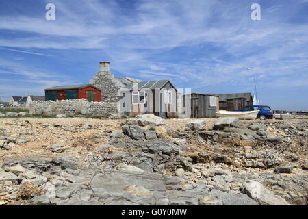 Fishermen's huts, Portland Bill, Jurassic Coast, Dorset, England, Great Britain, United Kingdom, UK, Europe Stock Photo